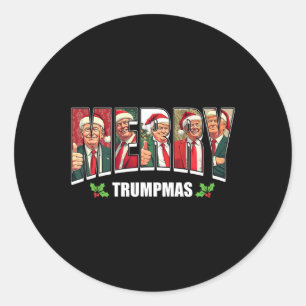 Merry Trumpmas Santa Trump Christmas Pyjamas Funny Classic Round Sticker