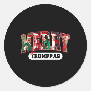 Merry Trumpmas Santa Trump Christmas Pyjamas Funny Classic Round Sticker