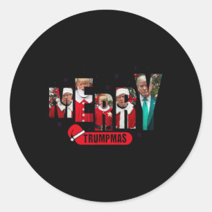 Merry Trumpmas Santa Trump Christmas Pyjamas Humou Classic Round Sticker