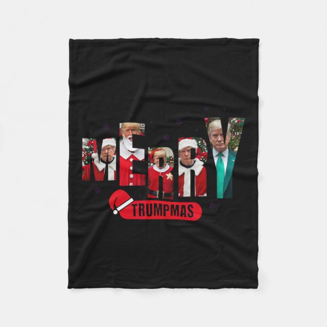 Merry Trumpmas Santa Trump Christmas Pyjamas Humou Fleece Blanket (Front)