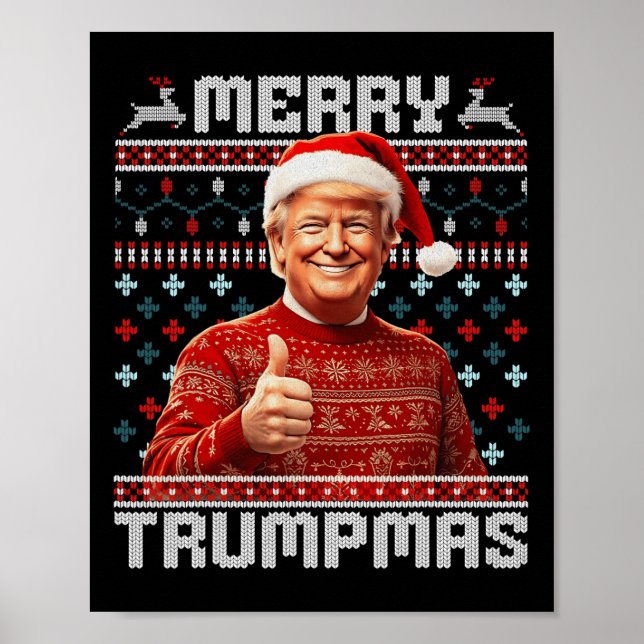 Merry Trumpmas Santa Trump Christmas Pyjamas Ugly  Poster (Front)