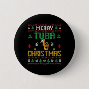Merry Tuba Christmas Funny Tuba Player Ugly Xmas H 6 Cm Round Badge