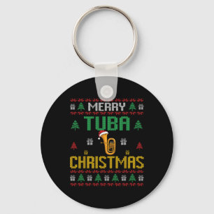 Merry Tuba Christmas Funny Tuba Player Ugly Xmas H Key Ring