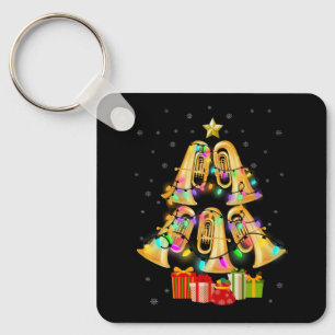 Merry Tuba Christmas Tree Xmas lights Surrounded M Key Ring