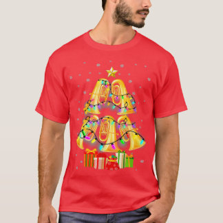 Merry Tuba Christmas Tree Xmas Lights Surrounded M T-Shirt