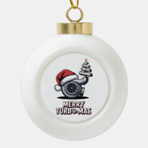 Merry Turbomas Turbo Mechanic Santa Christmas  Ceramic Ball Christmas Ornament