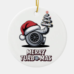 Merry Turbomas Turbo Mechanic Santa Christmas Ceramic Ornament
