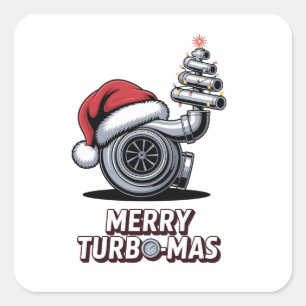 Merry Turbomas Turbo Mechanic Santa Christmas Square Sticker