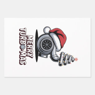 Merry Turbomas Turbo Mechanic Santa Christmas Wrapping Paper Sheet