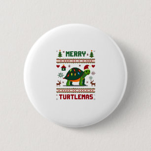 Merry Turtlemas Christmas Lights Cute Turtle Santa 6 Cm Round Badge