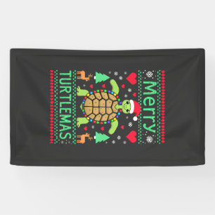Merry Turtlemas Christmas Lights Cute Turtle Santa Banner