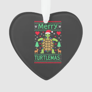 Merry Turtlemas Christmas Lights Cute Turtle Santa Ornament