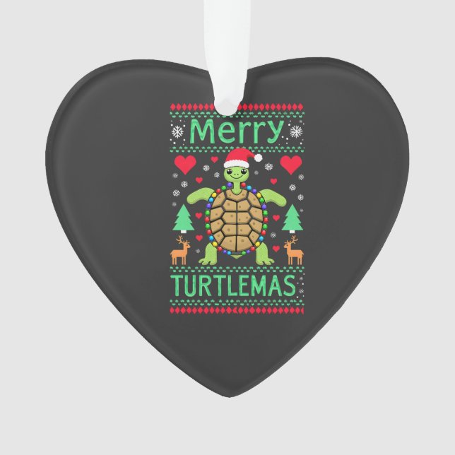 Merry Turtlemas Christmas Lights Cute Turtle Santa Ornament (Front)