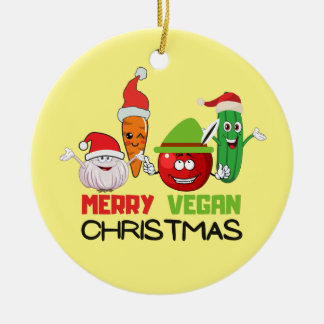 Merry vegan Christmas Ceramic Ornament