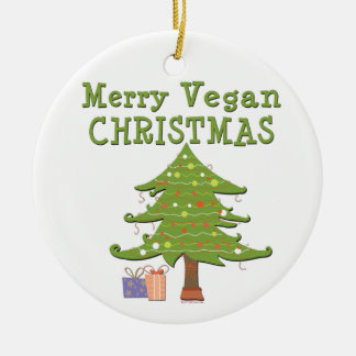 Merry Vegan Christmas Ceramic Tree Decoration
