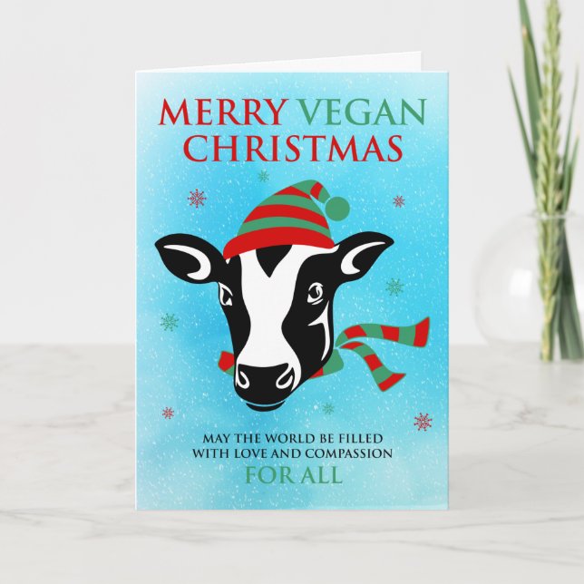 Merry Vegan Christmas (customise message inside) Card (Front)