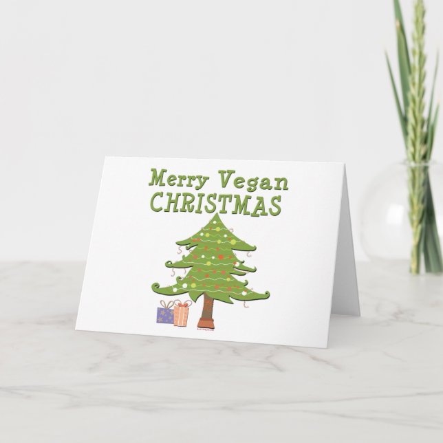 Merry Vegan Christmas Holiday Card (Front)