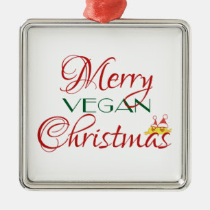 Merry Vegan Christmas Metal Tree Decoration
