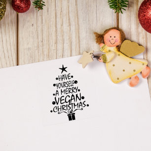 Merry Vegan Christmas Rubber Stamp