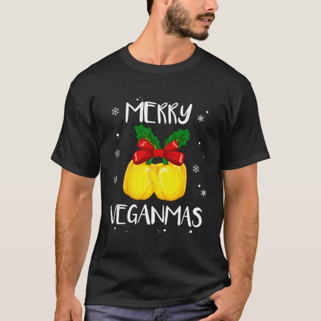 Merry Veganmas Vegan Christmas Veganism Vegetarian T-Shirt (Front)