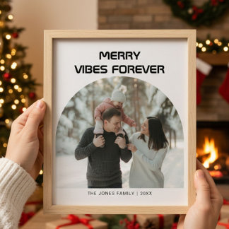 Merry Vibes Forever Bright Family Greeting Holiday Card