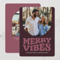 Merry vibes fun retro four photo Christmas