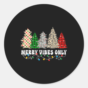 Merry Vibes Only Christmas Light 5 Classic Round Sticker