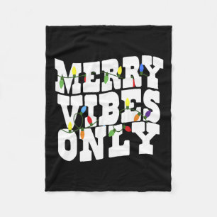 Merry Vibes Only Christmas Light Fleece Blanket