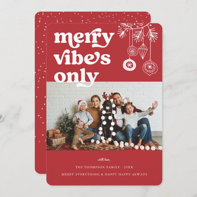 Merry Vibes Only | Retro Christmas Photo Holiday (Front/Back)