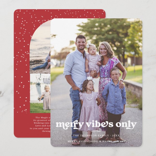 Merry Vibes Only | Retro Christmas Photo Holiday (Front/Back)
