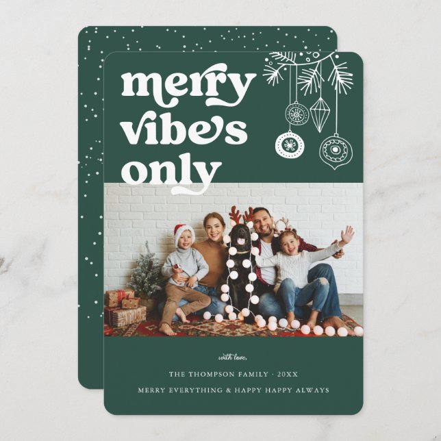 Merry Vibes Only | Retro Christmas Photo Holiday (Front/Back)
