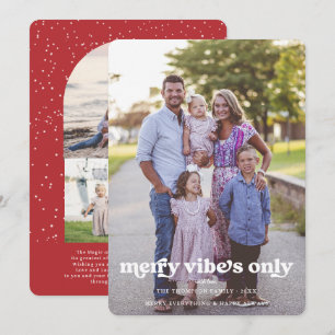 Merry Vibes Only Retro Christmas Photo Holiday Card
