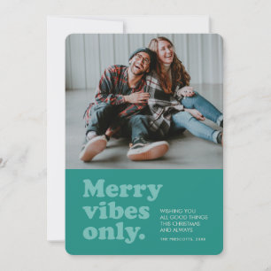 Merry vibes only retro tea photo holiday card