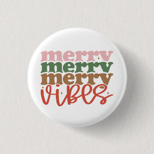 Merry Vibes Retro Groovy Christmas Holidays 3 Cm Round Badge