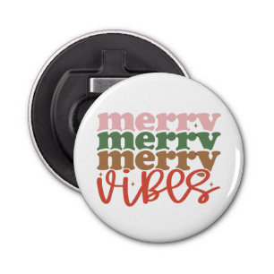 Merry Vibes Retro Groovy Christmas Holidays Bottle Opener