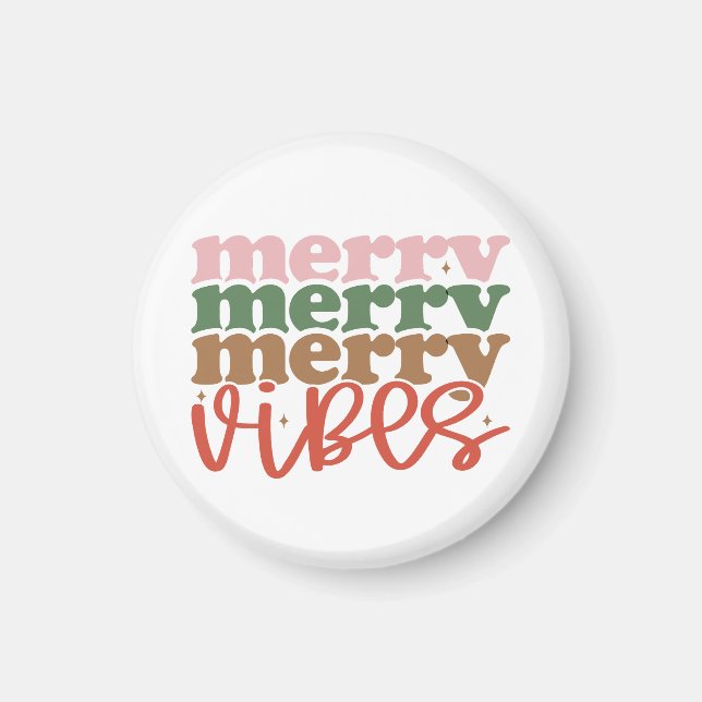 Merry Vibes Retro Groovy Christmas Holidays Magnet (Front)