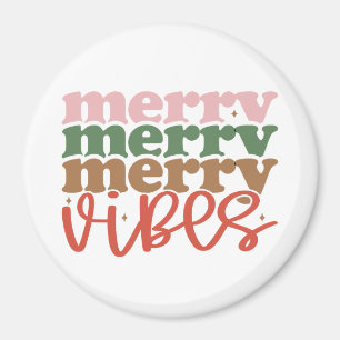 Merry Vibes Retro Groovy Christmas Holidays Magnet