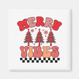 Merry Vibes Retro Groovy Christmas Holidays Magnet