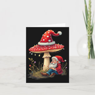 Merry Vintage Christmas Gnome Mushroom Santa Claus Card