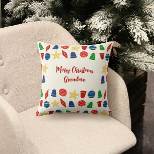 Merry Vintage Holiday Ornaments Cushion