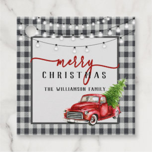Merry Vintage Red Truck and Tree Christmas Gift  Favour Tags