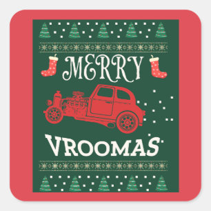 MERRY VROOMAS - CHRISTMAS UGLY SWEATER SQUARE STICKER