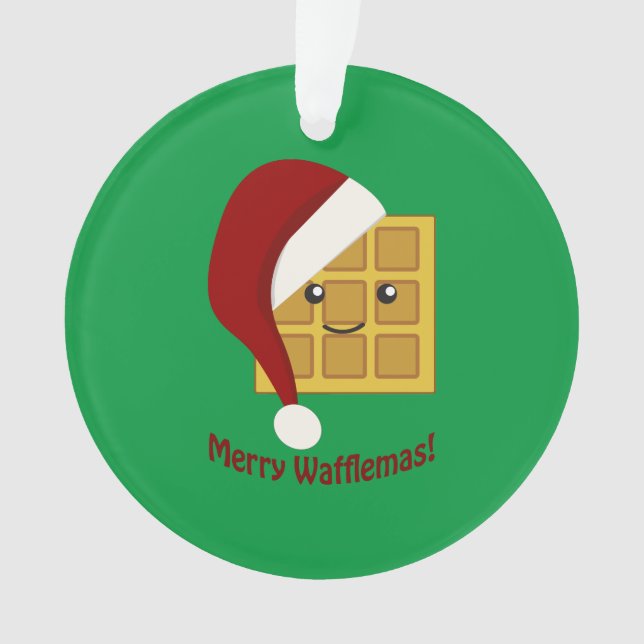 Merry Wafflemas Christmas Waffle Ornament (Front)