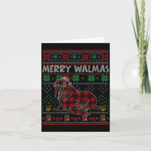 Merry Walmas Ugly Christmas Sweater Walrus Sea Ani Card