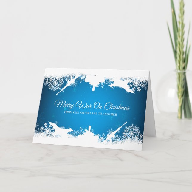 Merry War On Christmas, Snowflake Holiday Card (Front)