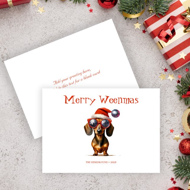 Merry Weenmas Dachshund Card with Custom Text (Merry Weenmas Dachshund Card with Custom Text)