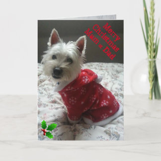 Merry Westie Christmas Card Mum & Dad
