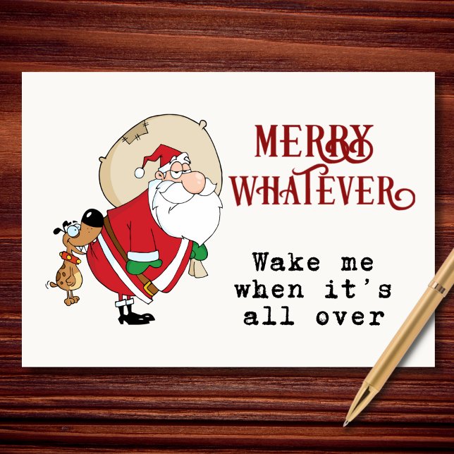 Merry Whatever Funny Christmas Holiday Card (Mentally I’m clocked out. Physically I’m… also clocked out.)