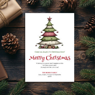 Merry Whimsical Christmas Tree Holiday Greeting