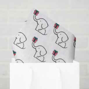 Merry White Elephant Christmas Party Design Tissue Paper